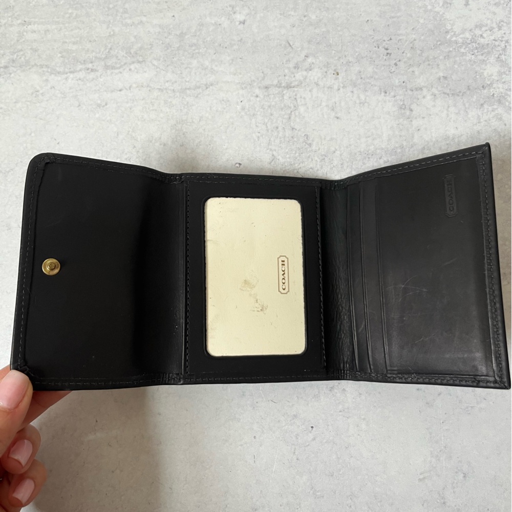COACH Leather Tri-Fold Wallet Black NEW - Picture 4 of 5